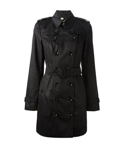 Burberry Button Coat In Black