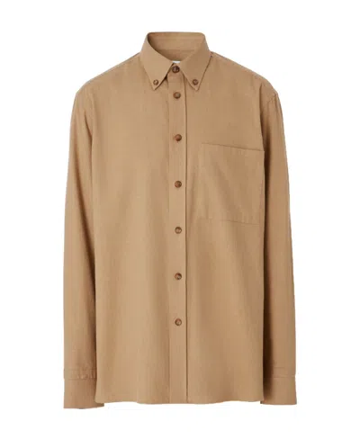 Burberry Button-down Long-sleeve Shirt In Brown