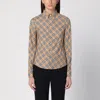 Burberry Beige Button-down Shirt With Check Pattern In Beige
