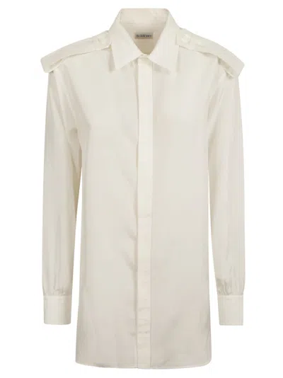 Burberry Button-down White Mulberry Silk Shirt In Neutral
