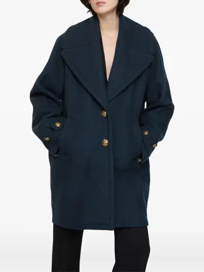 Burberry Button-fastening Coat In Blue