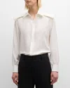 BURBERRY BUTTON-FRONT SHIRT WITH BELTED SHOULDERS