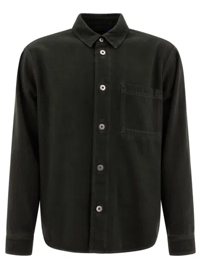 Burberry Button-up Cotton Jacket With Classic Collar In Green
