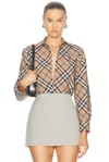 Burberry Button Up Top In Linden Ip Check