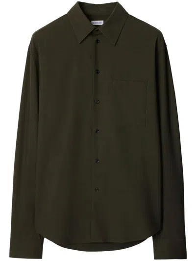 Burberry Button-up Wool Shirt In Green