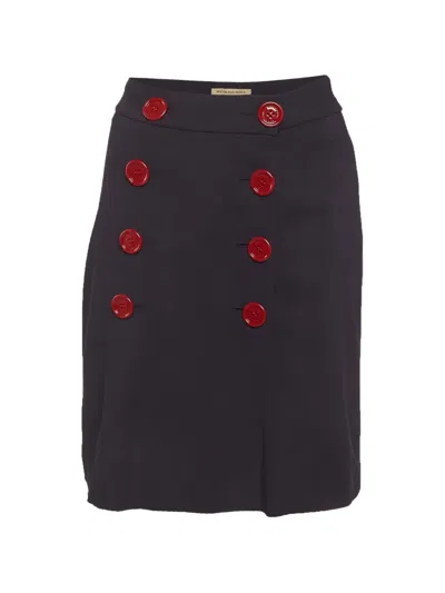 Pre-owned Burberry Button-detail Mini Skirt In Blue