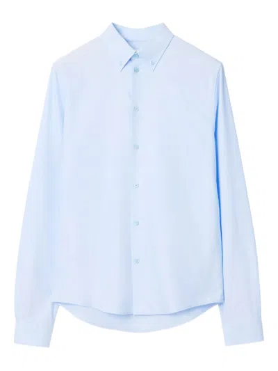 Burberry Button-down Cotton Shirt With Embroidered Equestrian Knight In Animal Print