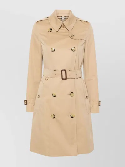 Burberry Kensington Long Organic Cotton-gabardine Trench Coat In Beige