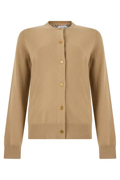 Burberry Button-front Cashmere Cardigan In Beige