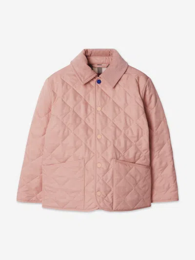 Burberry Kids' Diamond-quilted Barn Jacket In Pink