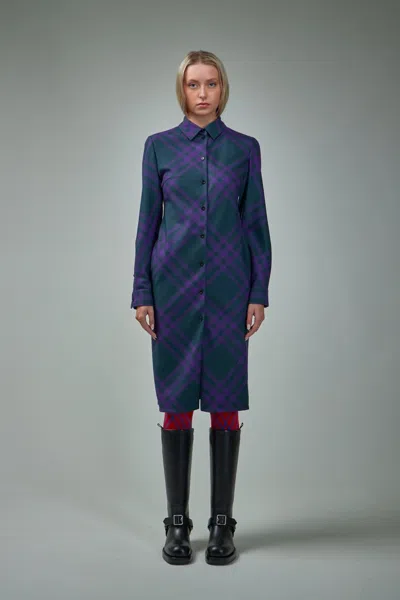 Burberry By Daniel Lee Check Wool Shirt Dress In Multi