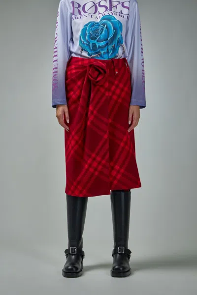 Burberry By Daniel Lee Check Wool Skirt In Red