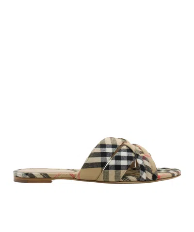BURBERRY BURBERRY CABANA CHECKED SLIP-ON SLIDES