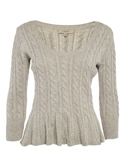 Pre-owned Burberry Cable-knit Peplum Sweater