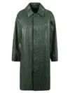 Burberry Calf Grain Leather Coat In Green