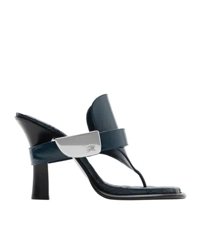 Burberry Calf Leather Bay Sandals In Blue