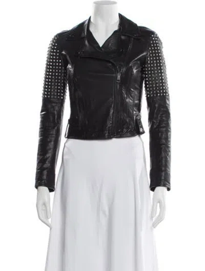 Pre-owned Burberry Calf Leather Biker Jacket In Black