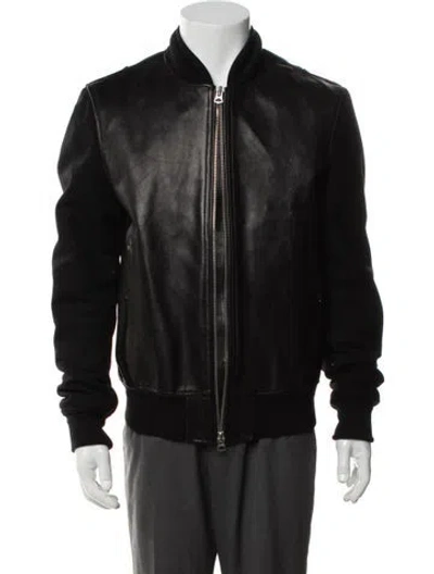 Pre-owned Burberry Calf Leather Bomber Jacket In Black