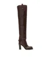 Burberry Calf Leather Cavalier Over-the-knee Heeled Boots 100 In Brown