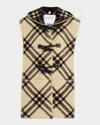 Burberry Calf Leather Check-print Hooded Cape In Candle