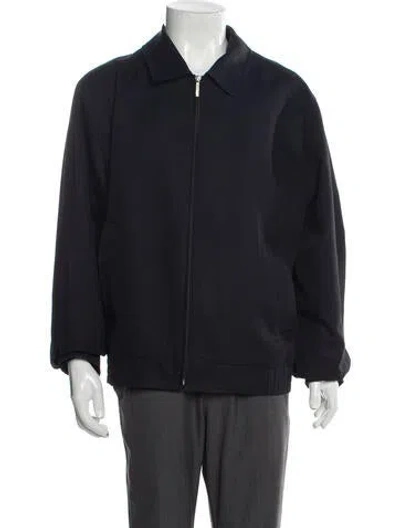 Pre-owned Burberry Calf Leather Jacket In Blue