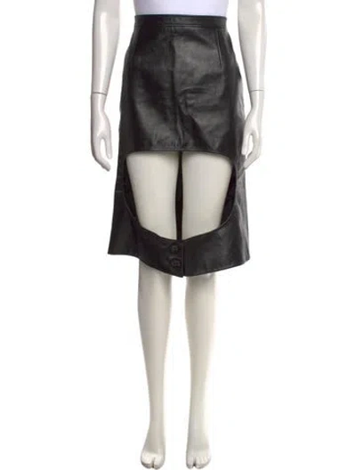Pre-owned Burberry Calf Leather Mini Skirt In Black