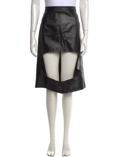 Pre-owned Burberry Calf Leather Mini Skirt In Black