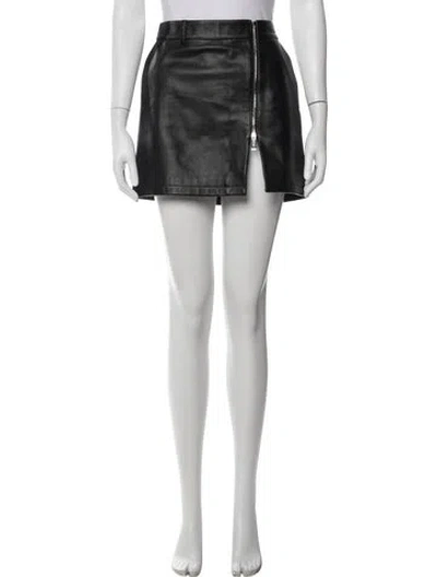 Pre-owned Burberry Calf Leather Mini Skirt In Black