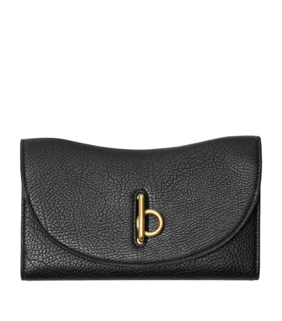Burberry Calf Leather Rocking Horse Continental Wallet In Black