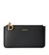 Burberry Calf Leather Rocking Horse Zipped Card Holder In Black