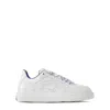 Burberry Calf Leather Sneakers With Contrasting Sole And Woven Laces In White