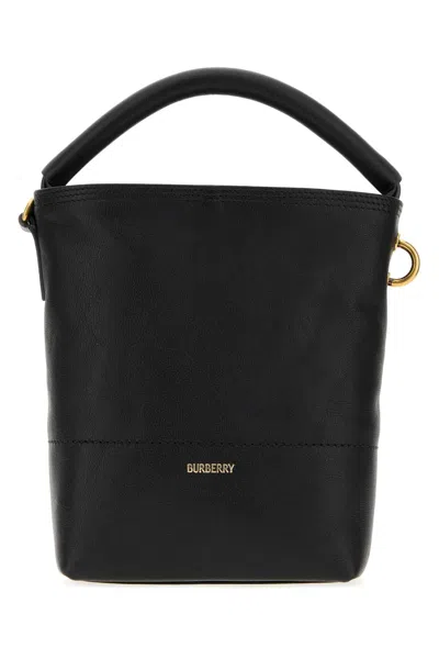 Burberry Calf Leather Top Handle Bag In Black