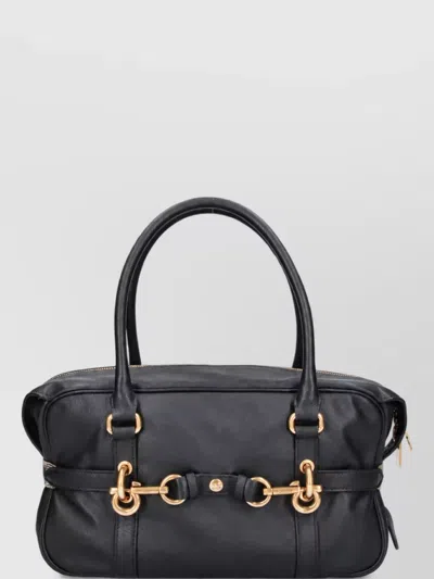 Burberry Calf Leather Tote Bag In Black