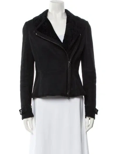 Pre-owned Burberry Calfskin Biker Jacket In Black