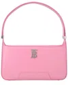Burberry Compact Pink Calfskin Shoulder Bag With Prominent Logo In Pink