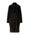 Burberry Camden Car Faux-fur Coat In Black