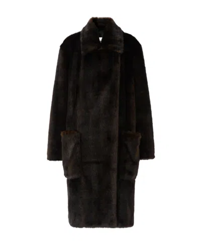 Burberry Camden Car Faux-fur Coat In Black