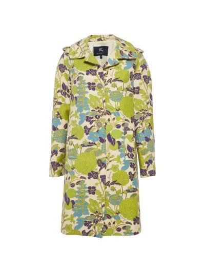 Pre-owned Burberry Camden Floral-print Coat In Neutral