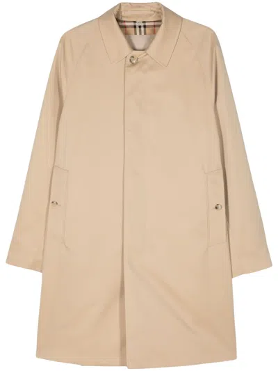 Burberry Camden Heritage Car Single-breasted Coat In Neutral