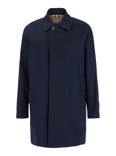 Burberry Camden Blue Trench With French Collar In Cotton Man In Multicolor