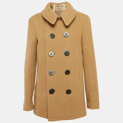 Pre-owned Burberry Camel Brown Felt Pea Coat L