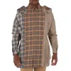 BURBERRY BURBERRY CAMEL CHECK COTTON FLANNEL RECONSTRUCTED SHIRT