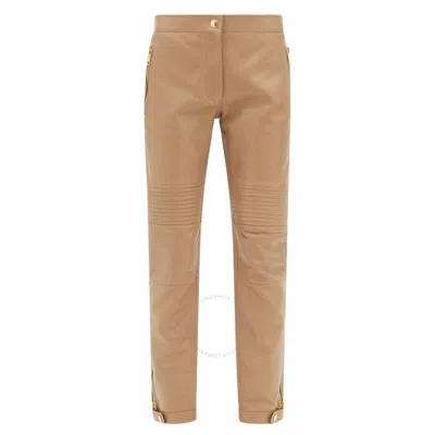 Burberry Camel Christy Leather Skinny Trousers In Yellow