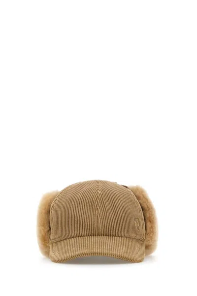 Burberry Camel Corduroy Baseball Cap In Teddy