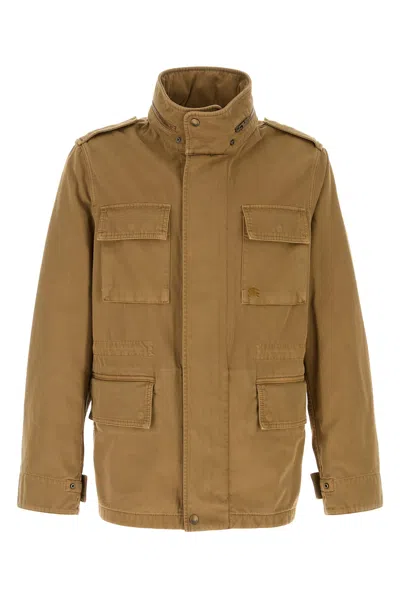 BURBERRY GIUBBINO IN COTONE CAMMELLO  UOMO