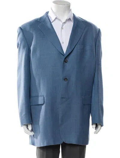 Pre-owned Burberry Camel Hair Blazer In Blue