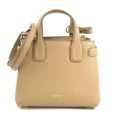Pre-owned Burberry Camel Leather Canvas Handbag Shoulder Bag ()