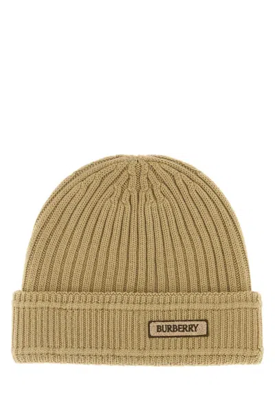 Burberry Camel Wool Beanie In Sand