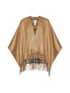 Burberry Camel Wool Cape In Neutral
