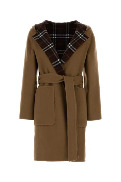 Burberry Camel Wool Reversibile Coat In Brown
